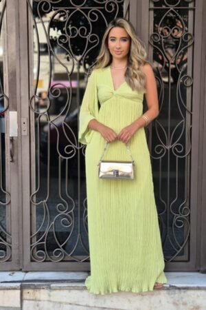 Vestido ombro plissado